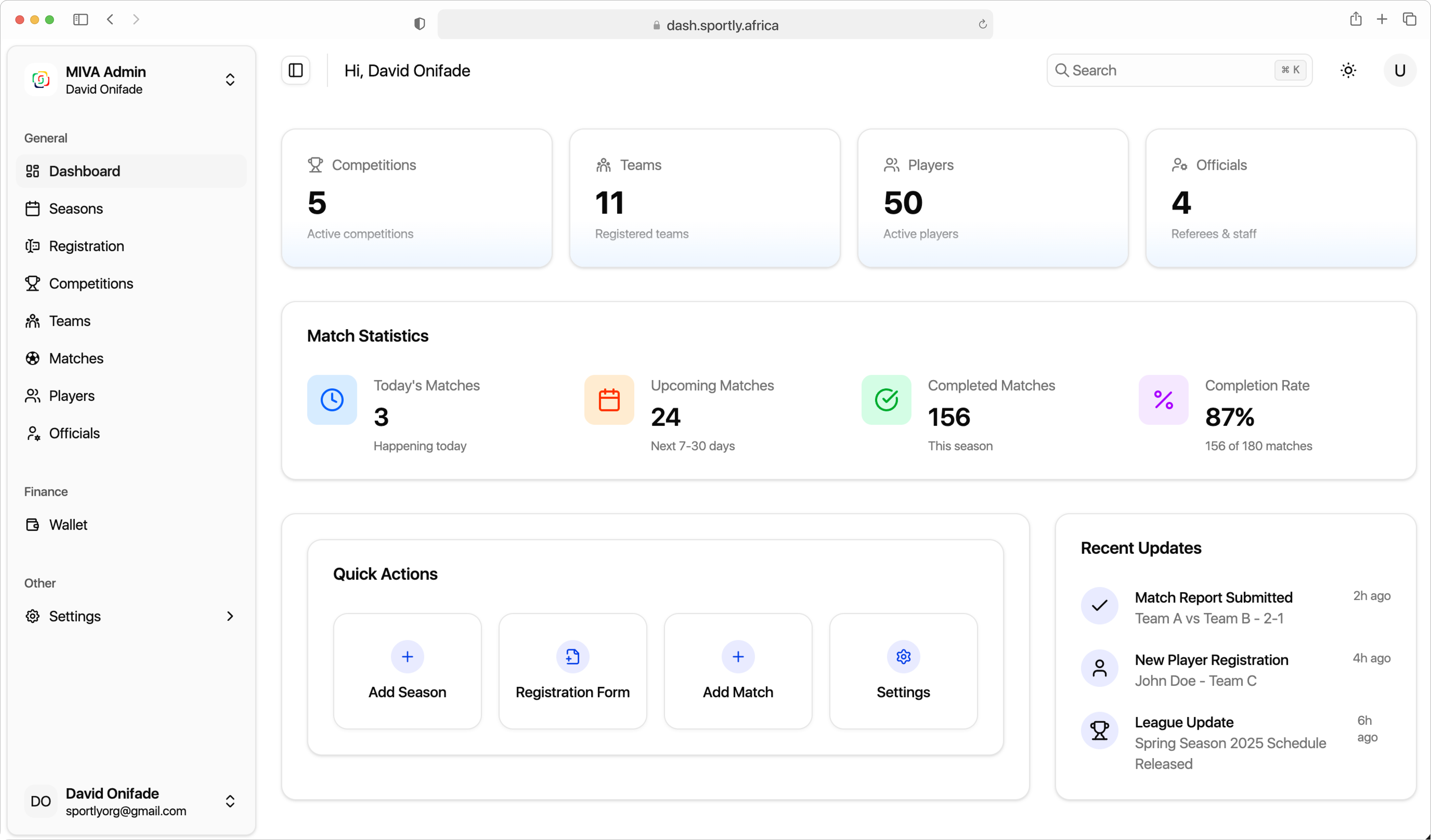 Sportly Africa Dashboard